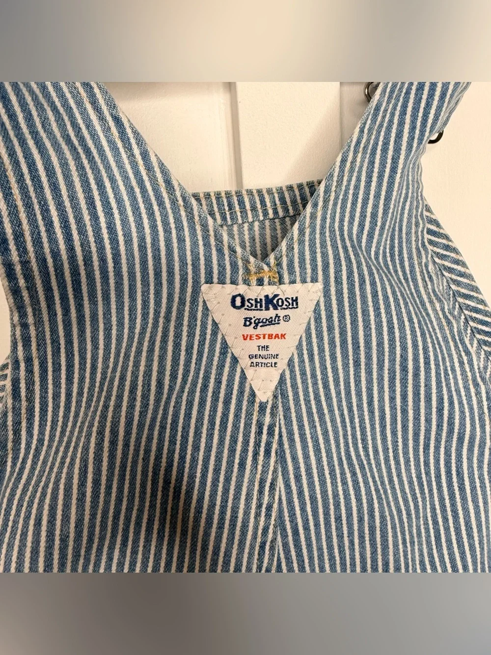 Vtg Oshkosh B'Gosh Railroad Striped Denim Cotton Overalls Size 4T
